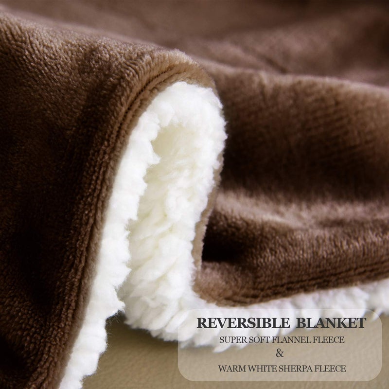 NANPIPER Sherpa Blanket Twin Thick Warm Fuzzy Flannel Fleece/Wool Like Reversible Velvet Plush Blanket (Brown Twin Size 60"x80") - Image 4